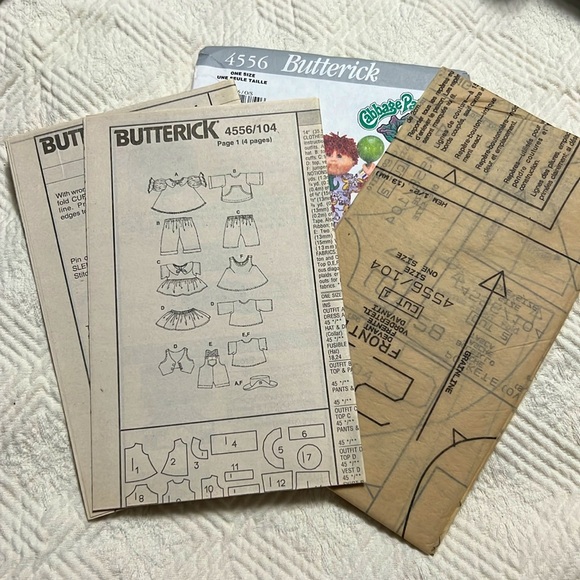 Butterick Pattern 4556 Cabbage Patch Kids Clothes 6 Outfits Uncut 1996 14” Dolls - Picture 9 of 9
